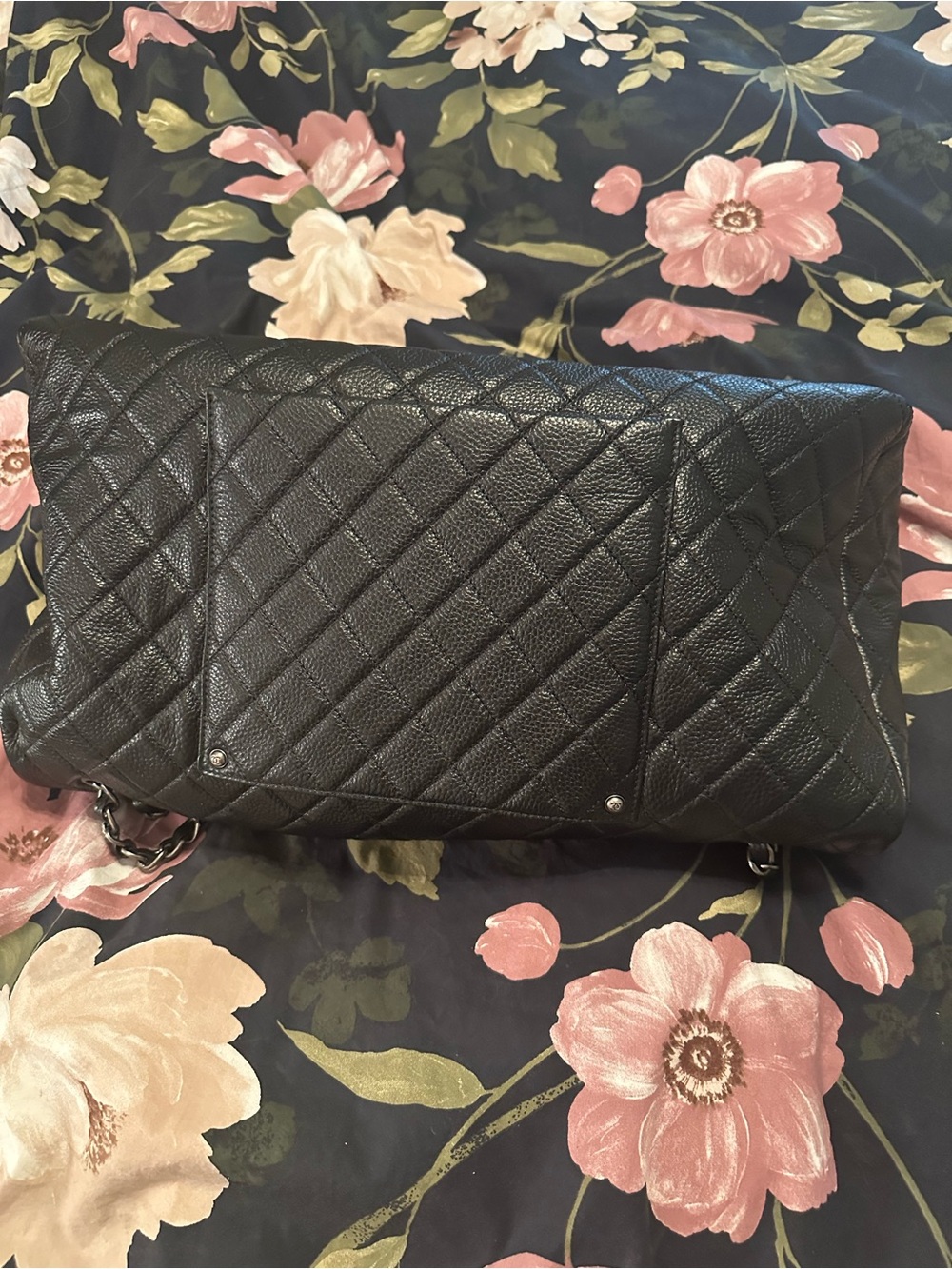 Luxury airline calfskin leather Quilted Black Bag Chain XXL oversized - Picture 6 of 13